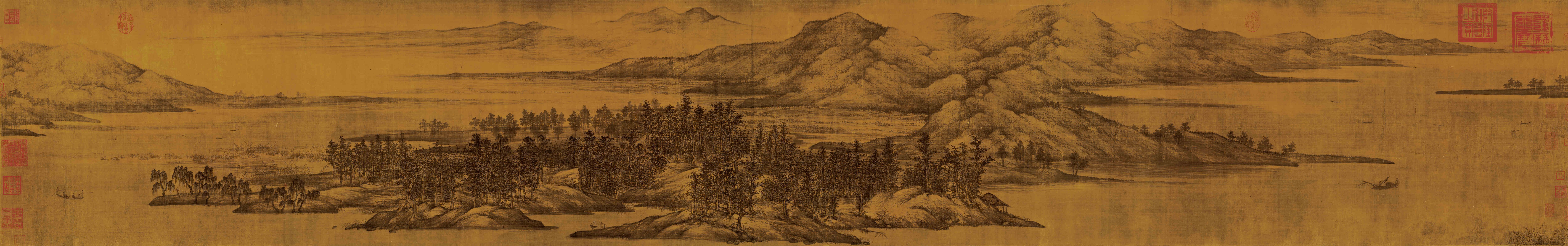 五代 董源 夏景山口 画芯 绢本181x50.jpg